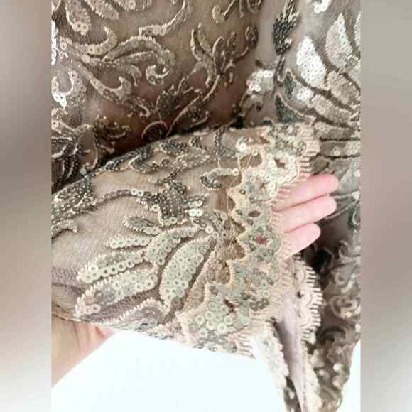 Tadashi Shoji Bronze Sleeveless Sequin Cocktail Dress Size 4 - Picture 5 of 15